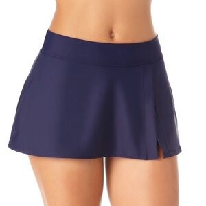 NWT Anne Cole Women's Live In Color Banded Side Skirted Swim Bottom navy XL